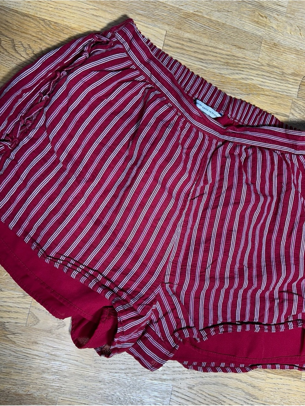 American Eagle Outfitters Red Striped Elastic Waist Shorts